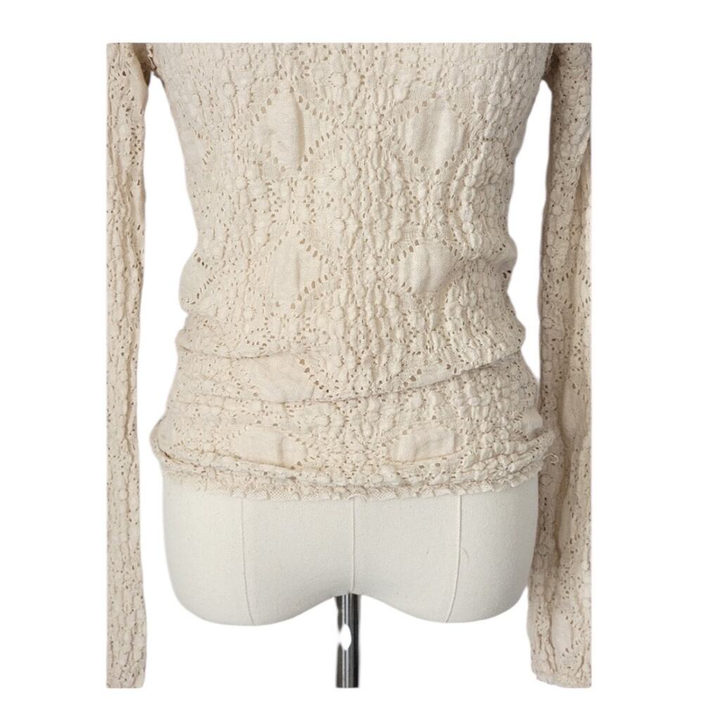 Free People Zoe Crochet Lace Long Sleeve Top, Cream, Boho, Size XS NWT - Picture 3 of 6